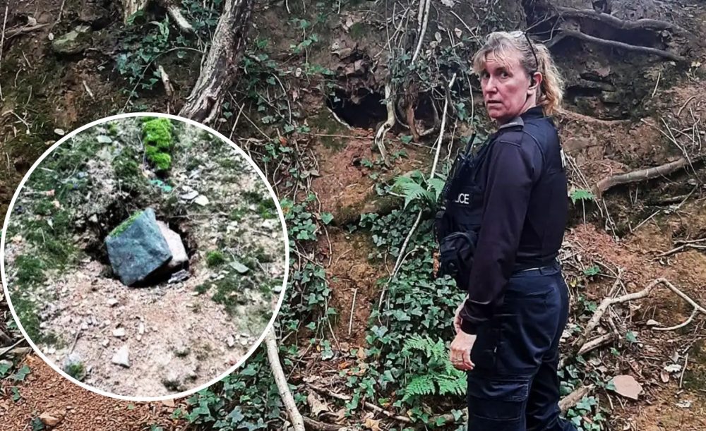 Police found stones blocking the entrance to a badger sett. Picture: Avon & Somerset Police