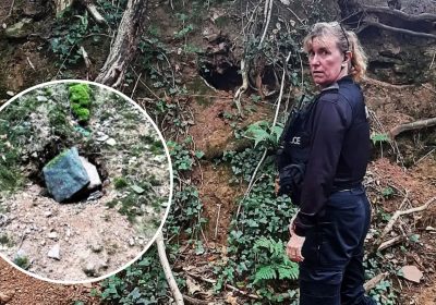 Police found stones blocking the entrance to a badger sett. Picture: Avon & Somerset Police