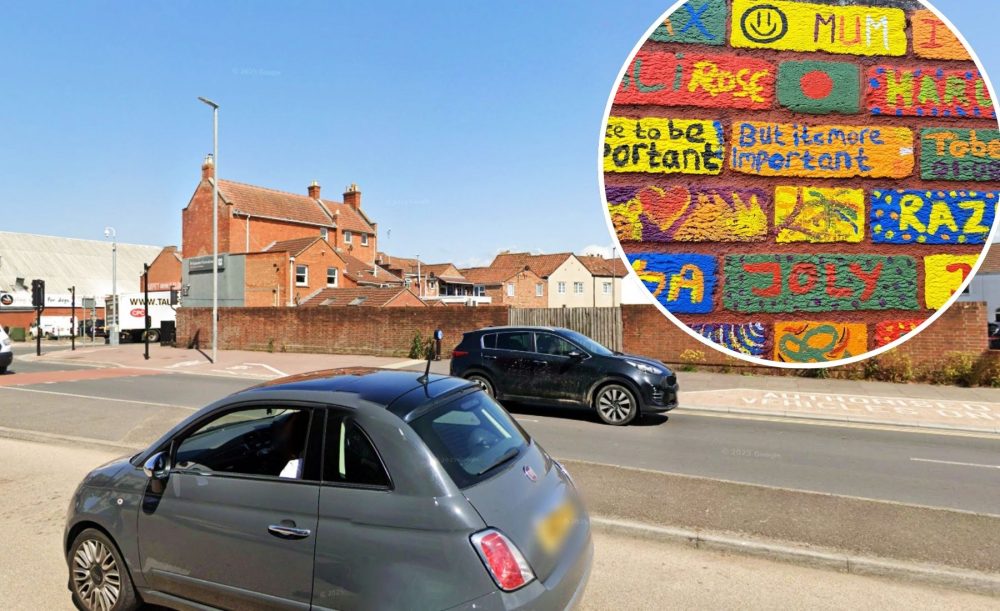 Before and after: The wall, in Bridgwater, has been transformed. Pictures: Google/Somerset Council