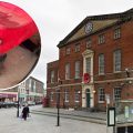 The damaged poppy, inset, adourns Market House in Taunton each year. Pictures: Google/TTC