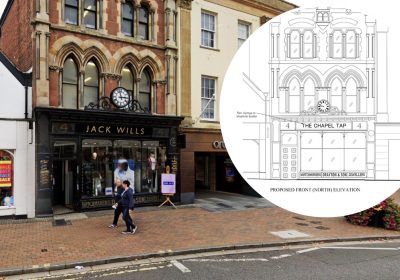 The Chapel Tap would be installed at the former Jack Wills shop. Pictures: Google/Court Design/Somerset Council