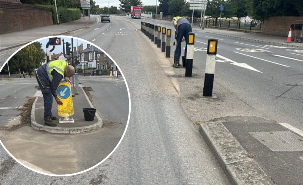 Teams have been out in Bridgwater ensuring signs are clean. Pictures: Bridgwater Town Council
