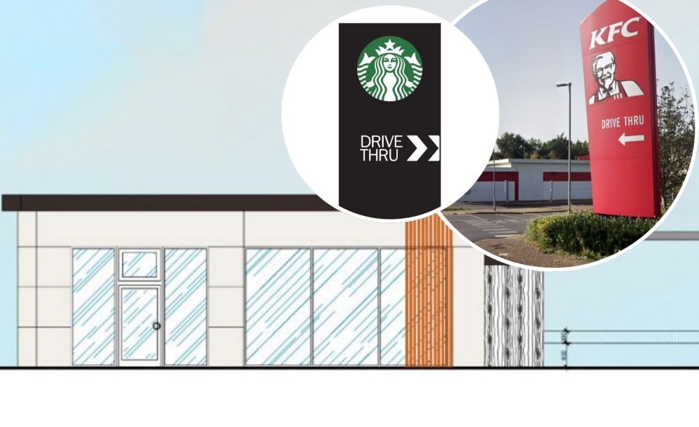 Change is afoot at Lawrence Hill, WIncanton, with a Starbucks set to replace KFC. Pictures: Spruce Town Planning/Somerset Council/SRI Signs/Google