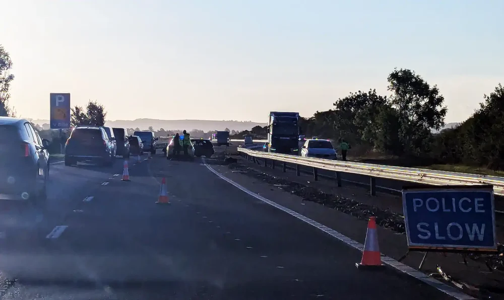 Drivers faced delays on the A303 near the Podimore roundabout after the crash. Picture: Somerset Leveller