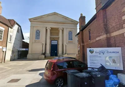 Vandals smashed windows at Bridgwater Baptist Church as a service was taking place. Picture: Google