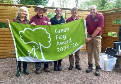 Members of the team at Chard Reservoir LNR celebrating their Green Flag Award. Picture: Somerset Council