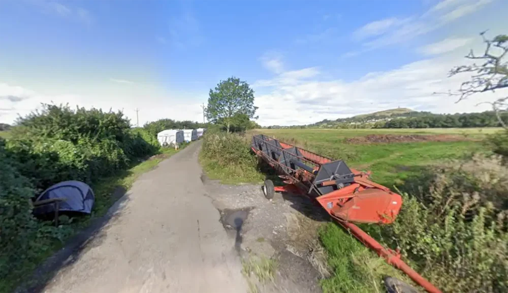 Dozens of caravans can be found on routes in and around Glastonbury. Picture: Google