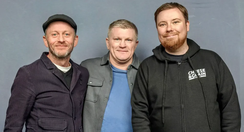 Ricky Hatton with venue programme manager Rob Dahl and show co-promoter Leander Morales. Picture: Cheese and Grain