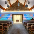 A digital wall in the chapel can display personalised backdrops