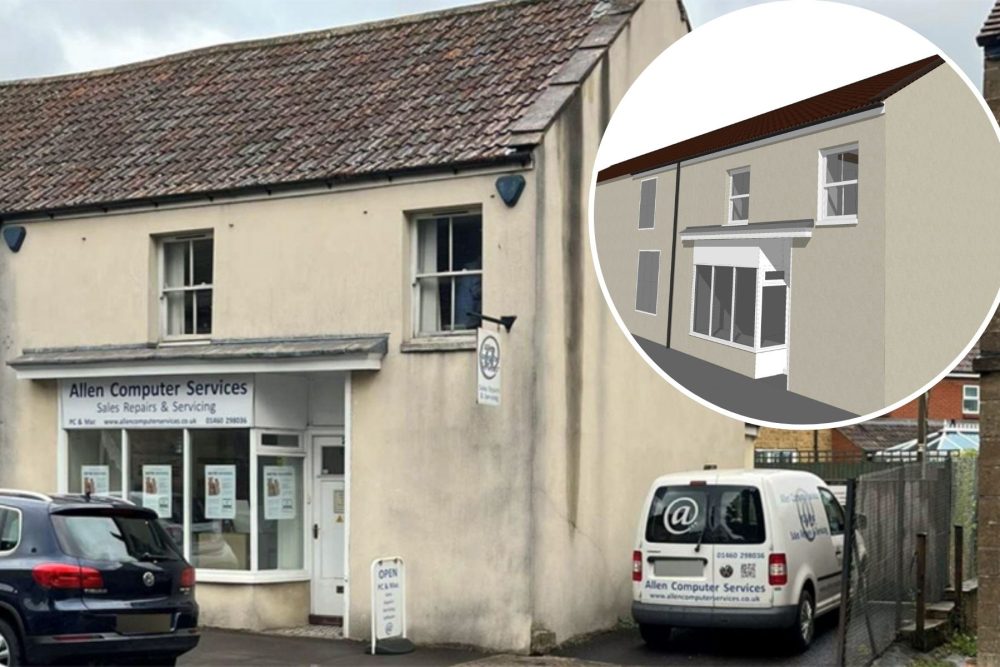 The application outlines plans to change the use of 27 South Street in Crewkerne. Pictures: Bondstones/Somerset Council