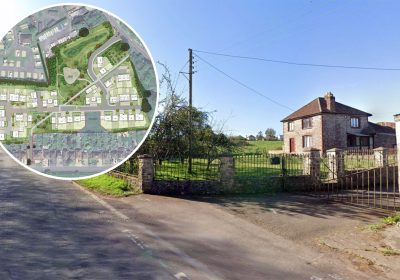 The scheme would be built on a farm site off the A371 Haybridge Hill in Wells. Pictures: Google/Wain Homes/Place by Design/Somerset Council