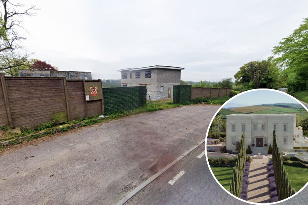 The abandoned project off the A371 and inset, how it could look... Pictures: Google/Right Move
