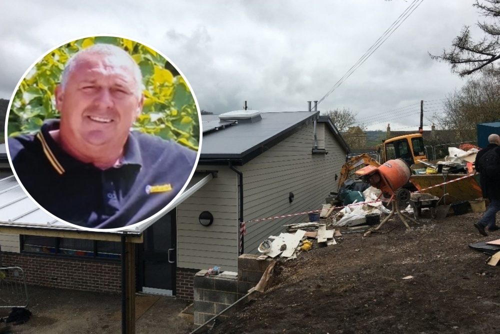 Gary Anstey, inset, died after a wall collapsed at Swainswick School, in Bath. Pictures: HSE