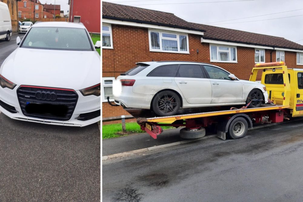 The car was towed after the driver ignored a previous police warning not to block a footpath. Pictures: Avon & Somerset Police