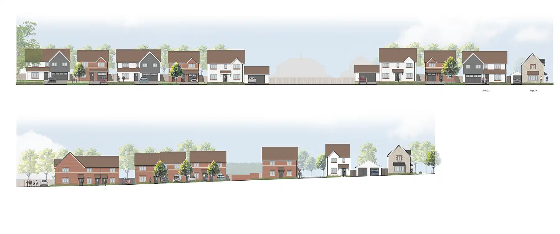 Examples of proposed street scenes on the Wells development. Picture: Wain Homes/Place by Design/Somerset Council