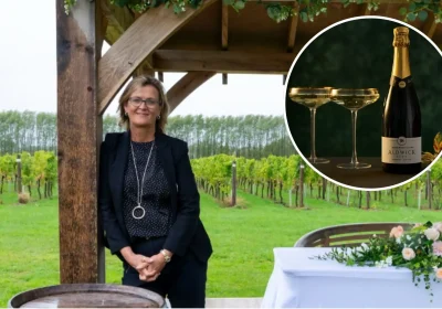 Sandy Luck, MD of Aldwick Estate, and inset, the new Somerset Cuvee