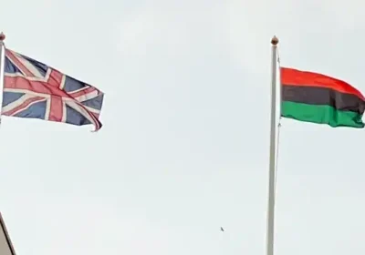 The Black History Month flag flying alongside the Union Flag at North Somerset Council. Picture: NSC