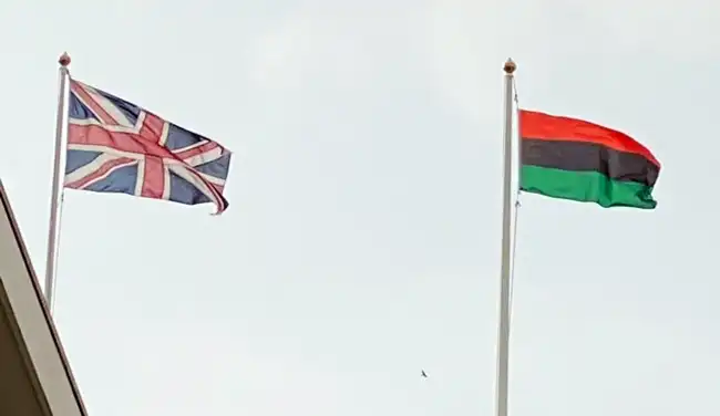 The Black History Month flag flying alongside the Union Flag at North Somerset Council. Picture: NSC