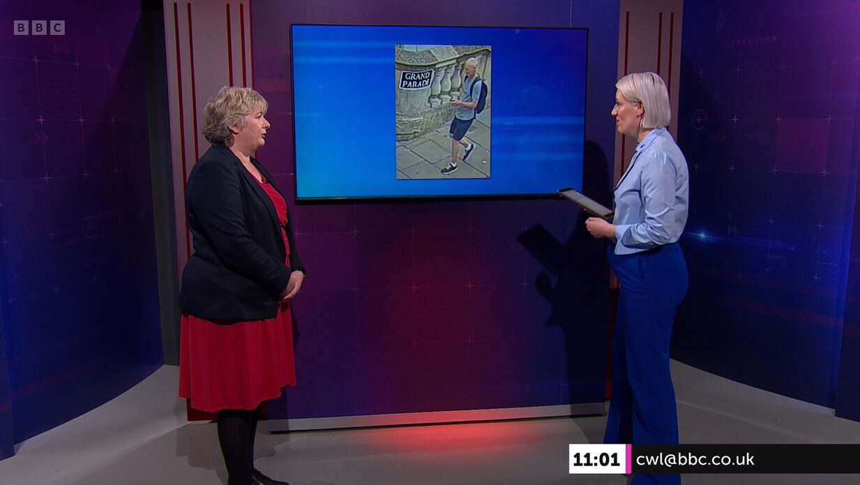 DC Louisa Williams, left, on BBC Crimewatch Live. Picture: BBC