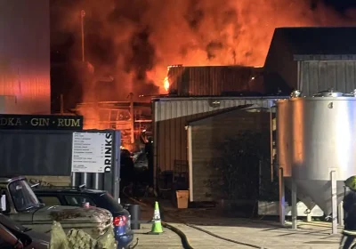 A fence fire spread to the block, in a yard near Castle Cary. Picture: Somerton Fire Station