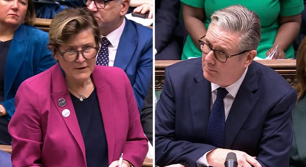 Glastonbury & Somerton MP Sarah Dyke quizzed Prime Minister Sir Keir Starmer on dentistry during PMQs. Pictures: Parliament TV