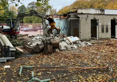 The toilet block in Grove Park, Weston, is being demolished as improvement work continues. Picture: North Somerset Council