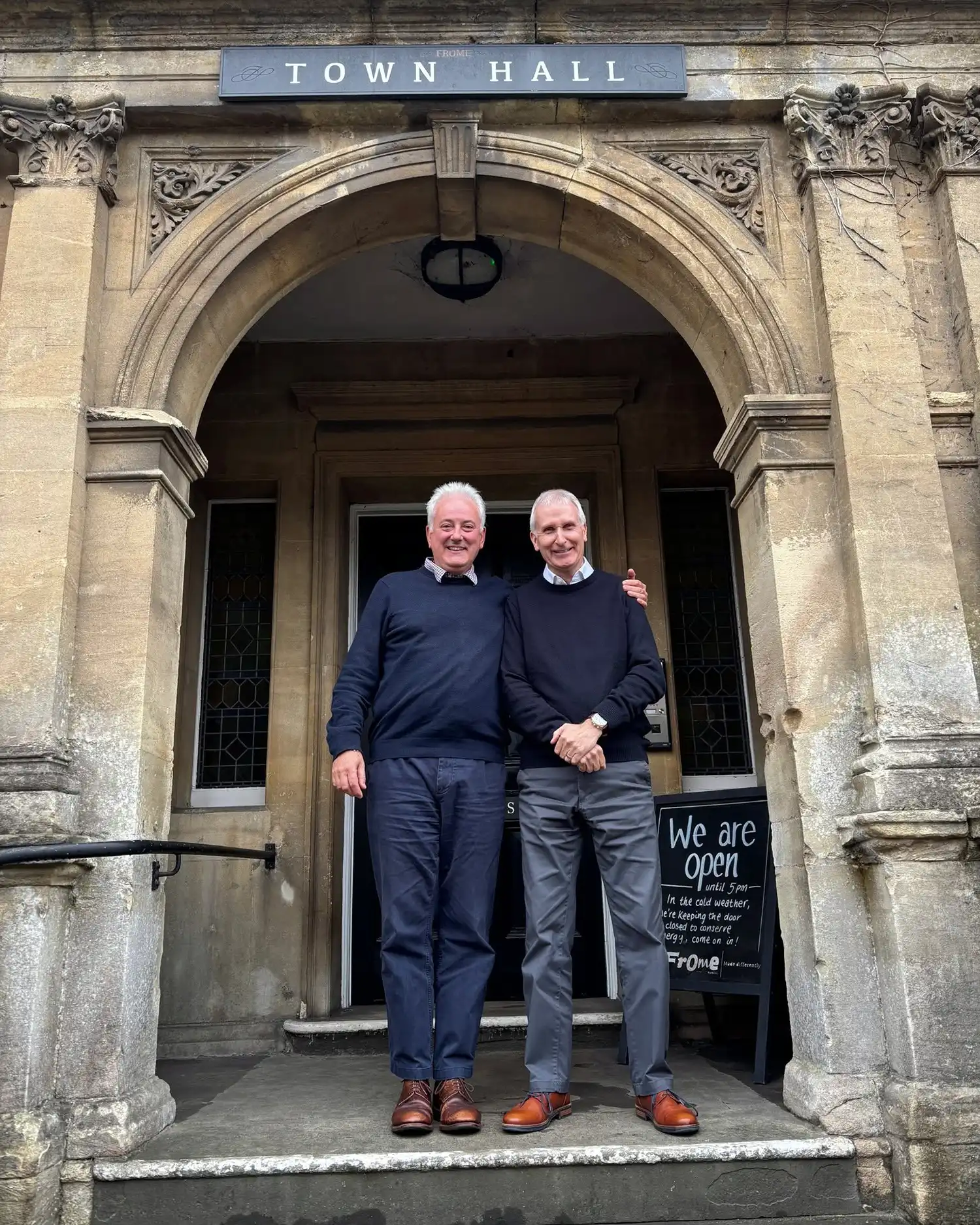 Paul Wynne, left, is retiring and will be replaced by interim clerk, Peter Wheelhouse, right. Picture: Frome Town Council