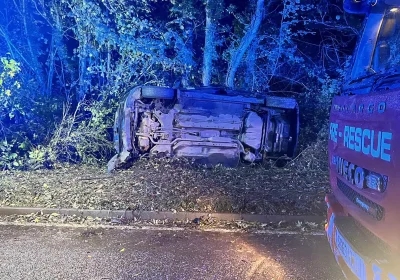 Firefighters rescued a person from the wreckage after a crash on the A358 near Taunton. Picture: Taunton Fire Station