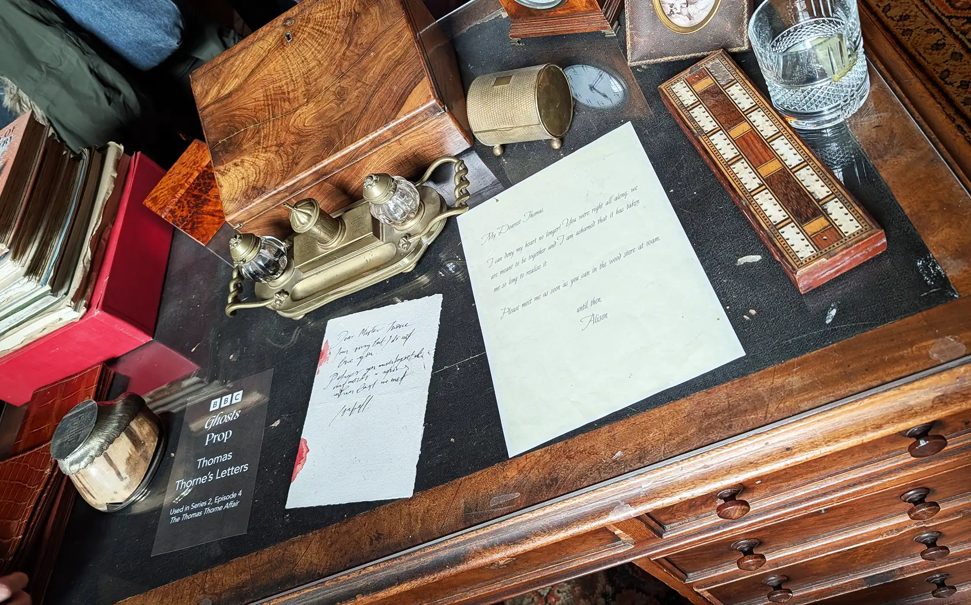 Thomas Thorne's letters, as used in BBC comedy, Ghosts, on display at West Horsley Place. Picture: Paul Jones/Somerset Leveller