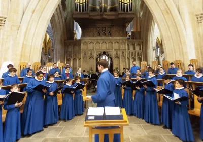 Timothy Parsons, director of music, with Wells Cathedral Choir, including new Year 3 choristers