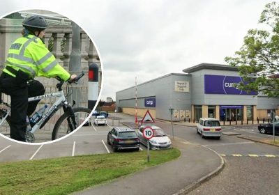 Police in Weston got on their bikes - well, other people's bikes - after reports of thefts from Curry's. Pictures: Google/Les Chatfield/Creative Commons
