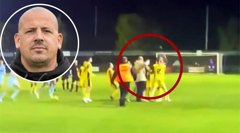 Taunton Town manager Richard Luffman, inset, has apologised over the incident at the match against Plymouth Parkway