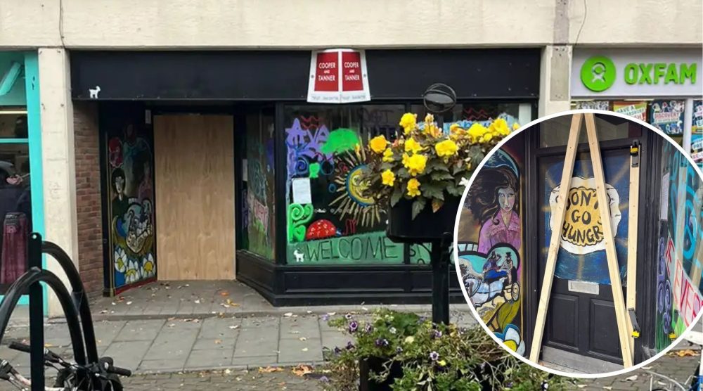 The former Papa Johns, in Market Place, is now boarded up after squatters were evicted