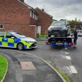 The car was towed away from a street in Chard on Sunday morning. Picture: Avon & Somerset Police