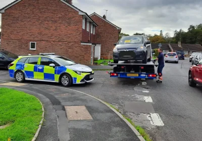 The car was towed away from a street in Chard on Sunday morning. Picture: Avon & Somerset Police