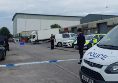 Police on the Lufton Trading Estate in Yeovil after reports of gunfire. Pictures: Avon & Somerset Police