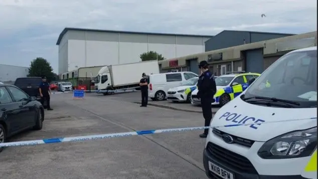 Police on the Lufton Trading Estate in Yeovil after reports of gunfire. Pictures: Avon & Somerset Police