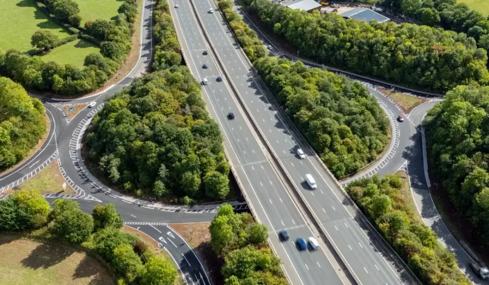 Narrow lanes and a 50mph speed limit will be introduced around junction 26 of the M5, for Wellington. Picture: National Highways