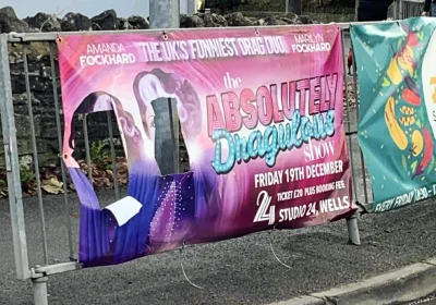 Vandals have targeted posters advertising The Absolutely Dragulous show in Wells next month