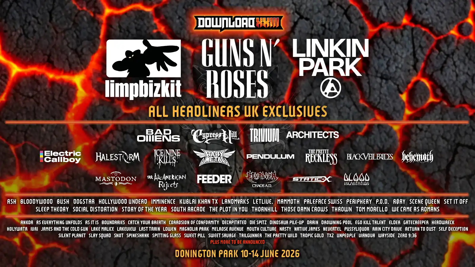 The line-up so far for Download Festival 2026