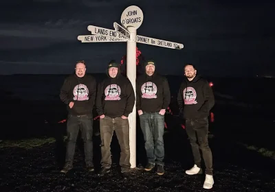 The team from Highbridge Caravans at John O'Groats