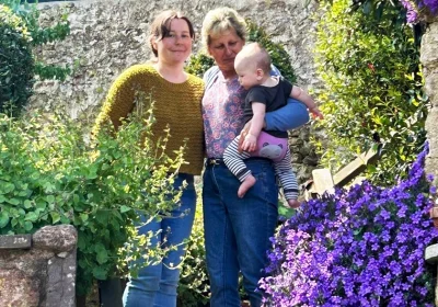 Rebecca and Jill with little Astrid