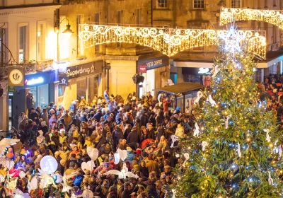 Hundreds turned out for the parade and switch-on in Frome. Picture: Sarah Swales