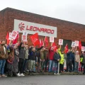 Leonardo workers on the picket line in Yeovil. Picture: Unite