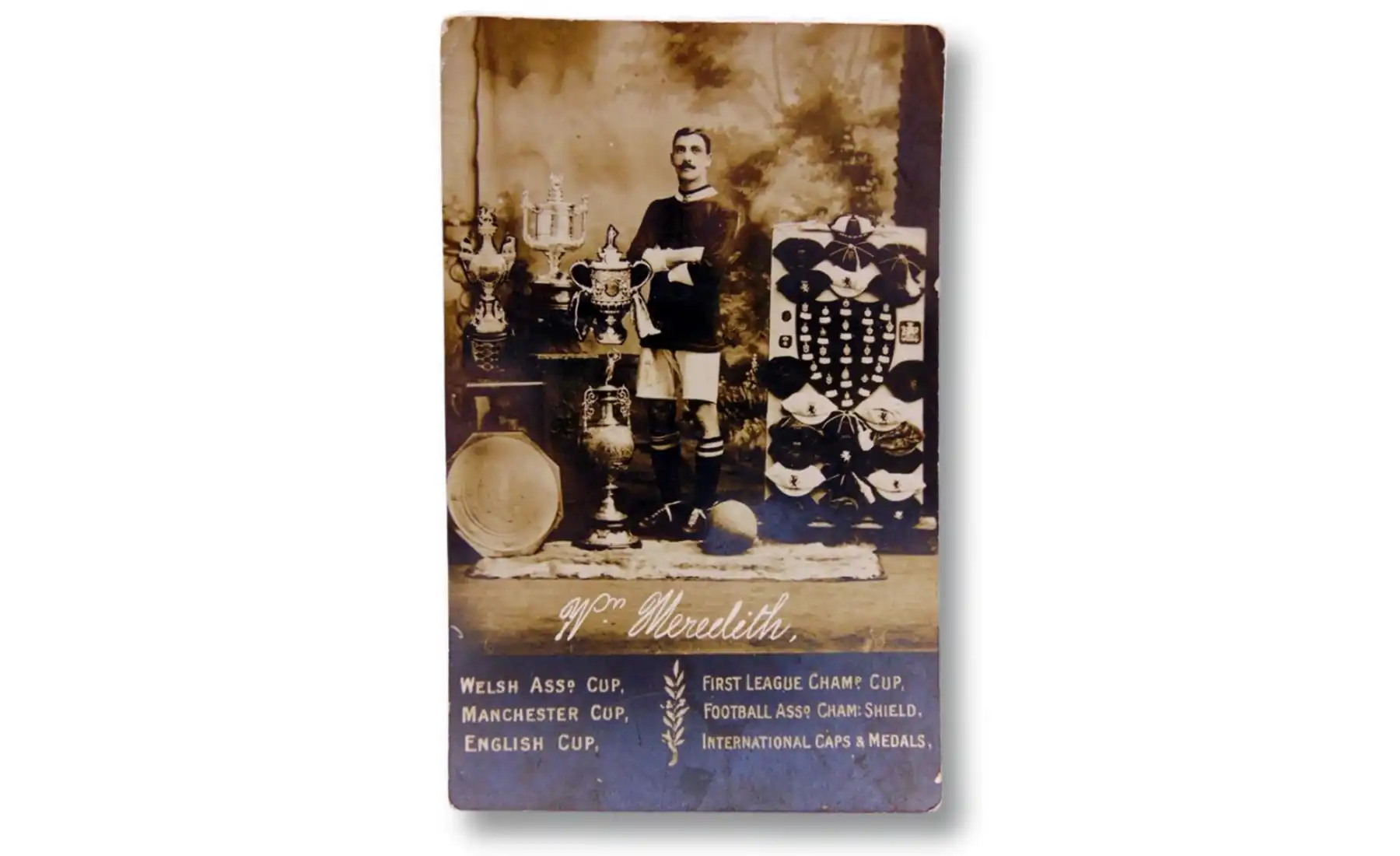 The postcard featuring William 'Billy' Meredith. Picture: GTH