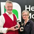 Andy Laken and Gill Odolphie with their award