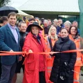 Cllr Ros Wyke cuts the ribbon on the new section of the Strawberry Line. Picture: Somerset Council