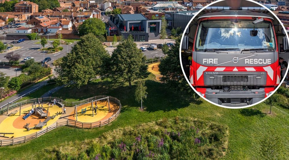 The fire was detected at the play area at Northgate Yard, Bridgwater, the council said