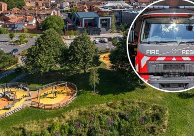 The fire was detected at the play area at Northgate Yard, Bridgwater, the council said