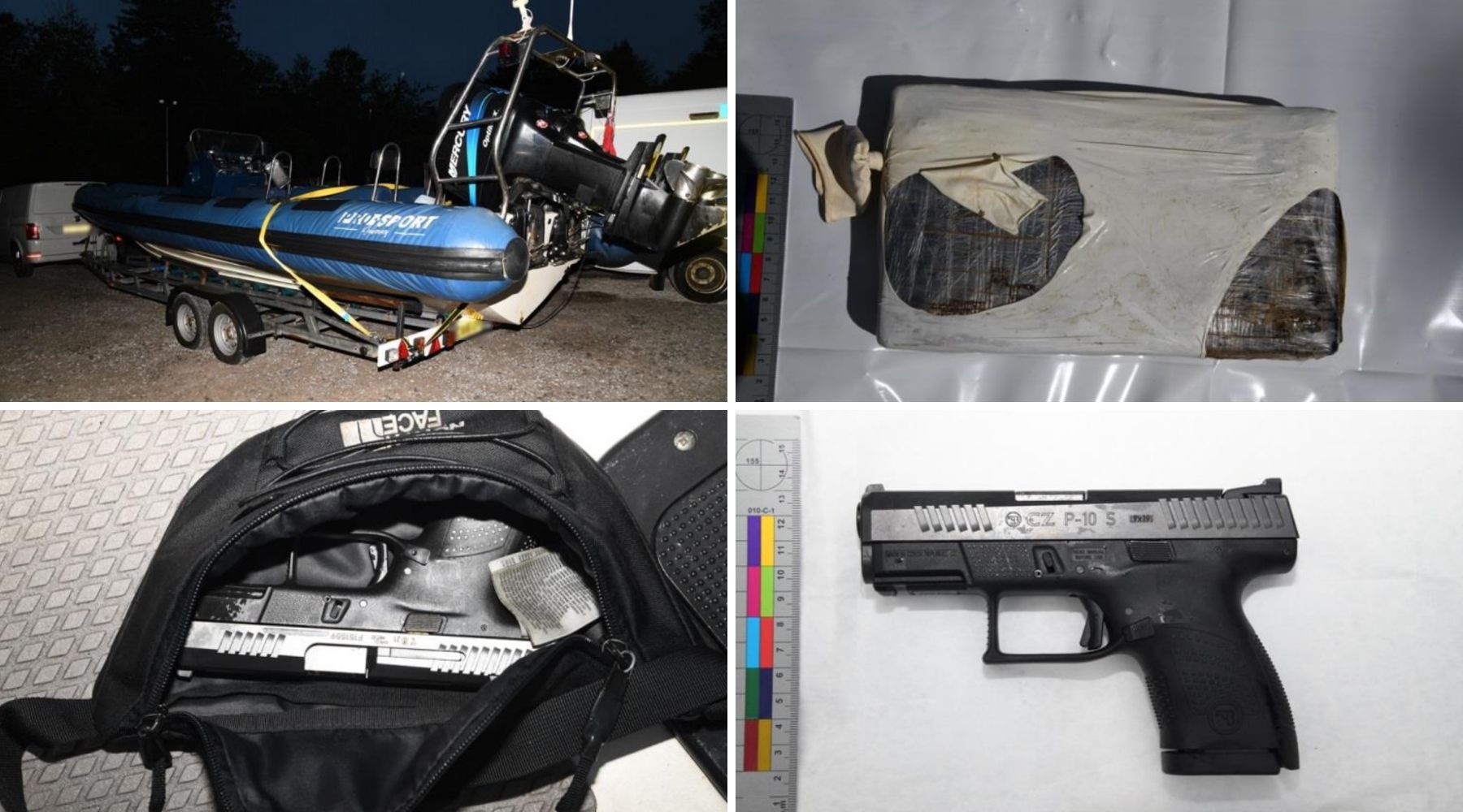 A firearm was also found on the boat by police. Pictures: NCA